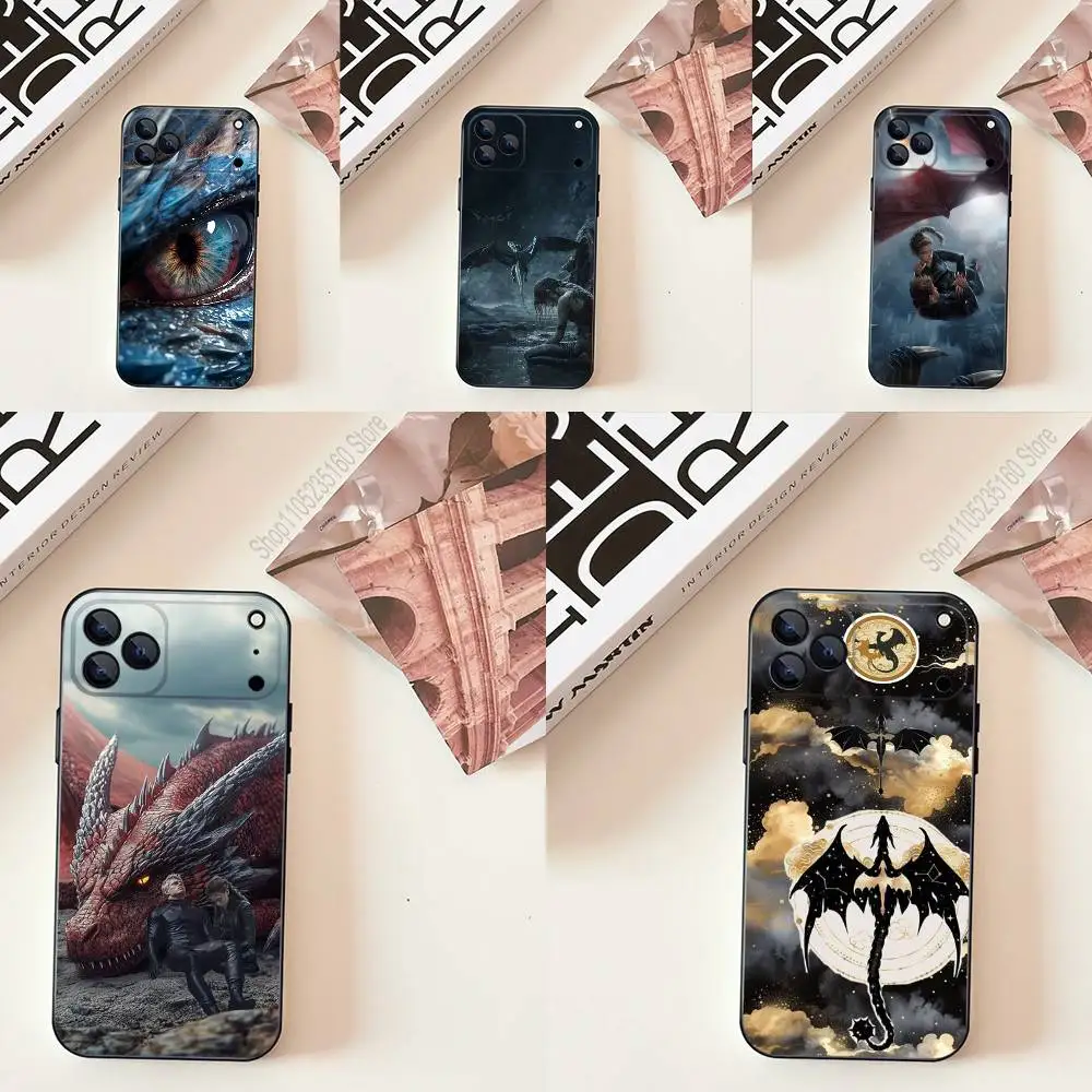 F-quatrième W-Wing Dragon Cool coque de téléphone en Silicone noir souple pour iPhone 17,16,15,14,13,12,11,Pro,Max,Plus,E,SE4,Air,Mini