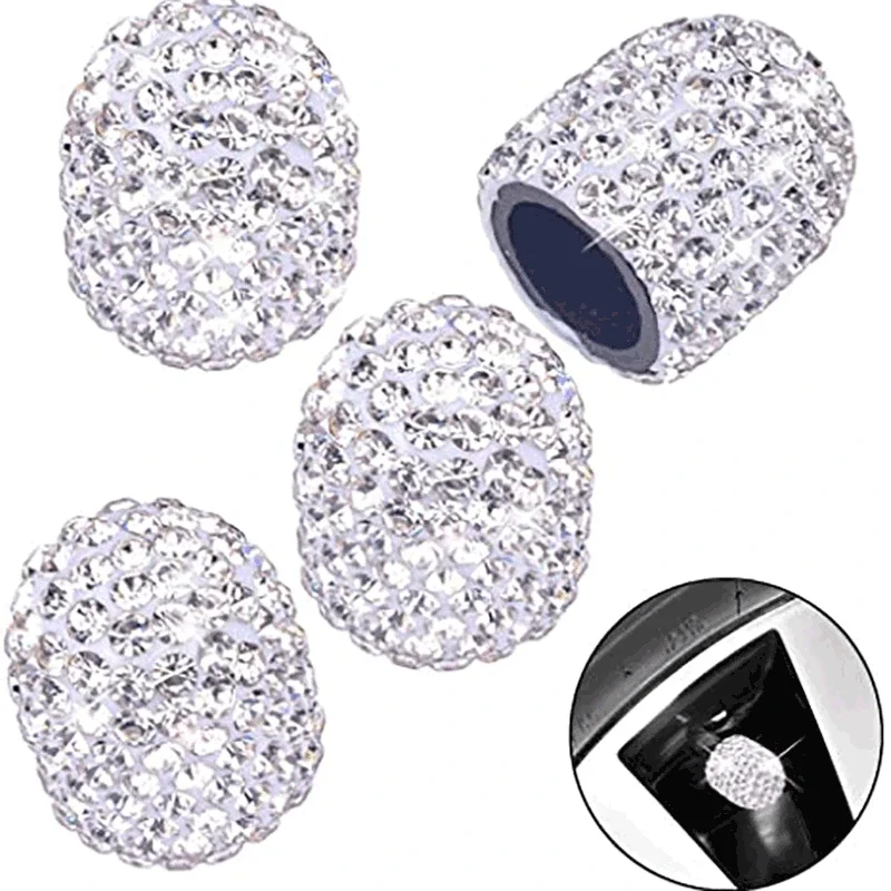 4PCS Crystal Car Tire Valve Caps Diamond Shining Dust-proof Wheel Valve Cover Vehicle Bling Car Charms Decor Auto Amagi