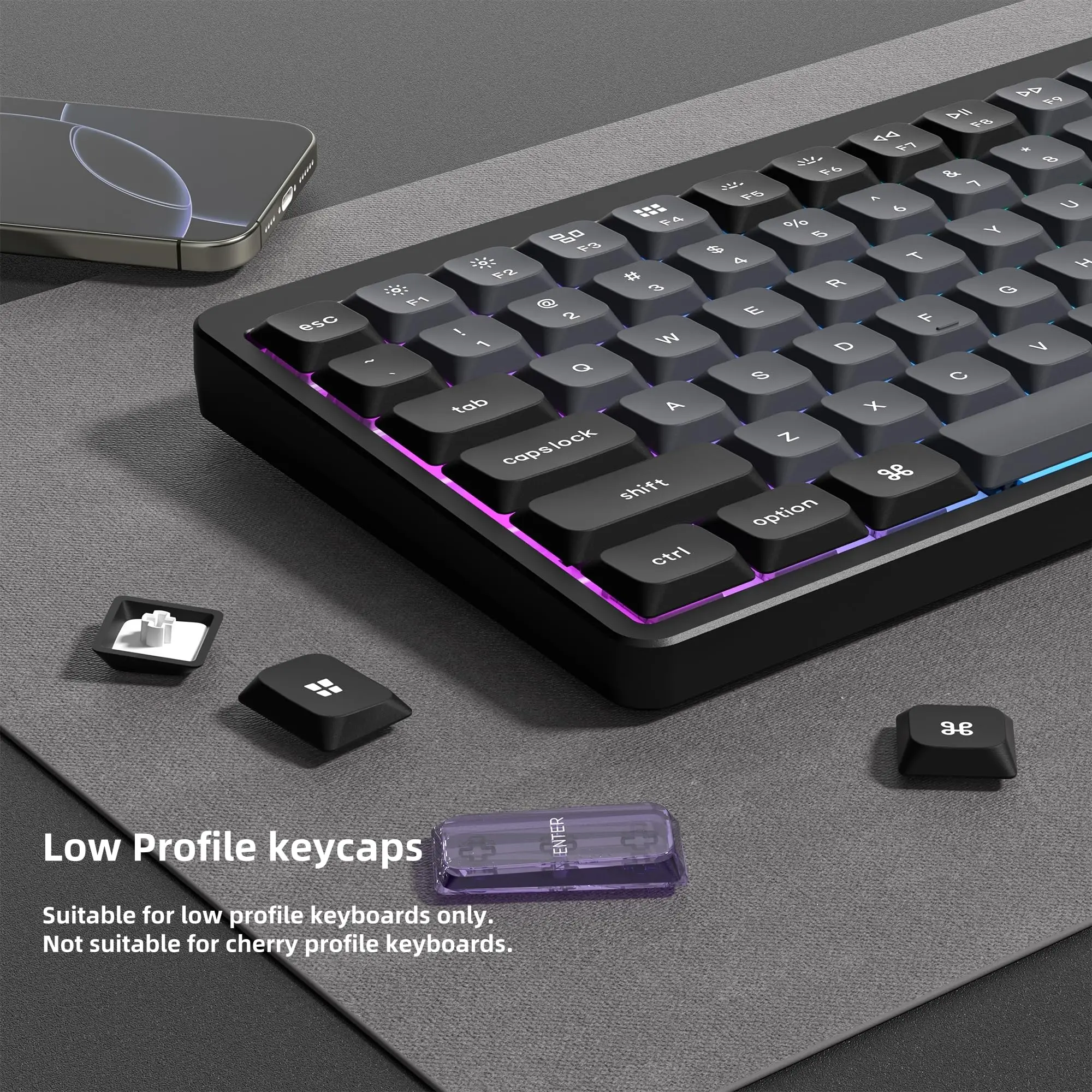 138 キーダークグレーロープロファイル PBT キーキャップダブル