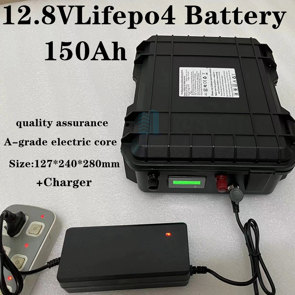 

12V 150Ah LiFePO4 Lithium Iron Phosphate Battery Pack Built-in 12.8V 100A BMS for Electric boat motor Solar inverter