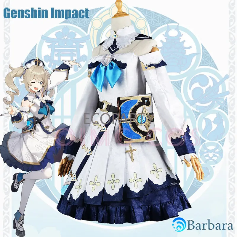 Drop ship  Barbara Cosplay Genshin Impact Costume Adult Carnival Uniform Anime Halloween Party Costumes Masquerade Women Game