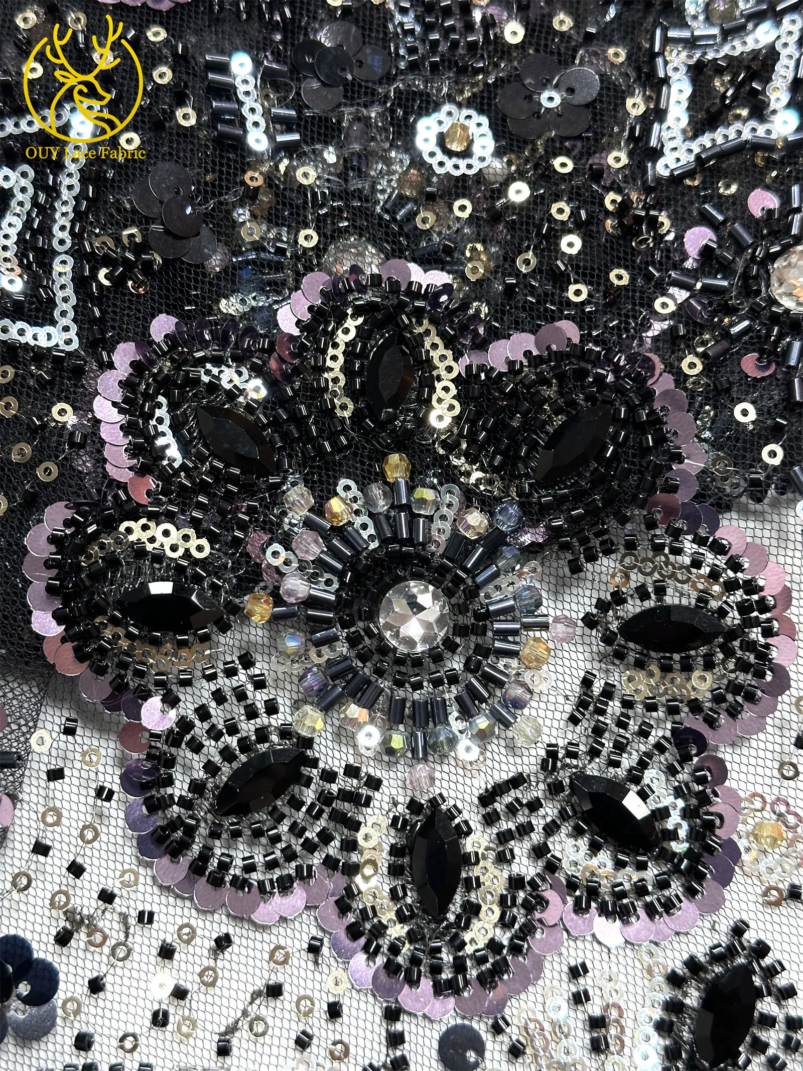 Grüner afrikanischer Stein-Perlen-Spitzenstoff 2026, hochwertiger nigerianischer französischer Tüll-Pailletten-Spitzenstoff, ideal für Brautparty-Dresse – Detail 27