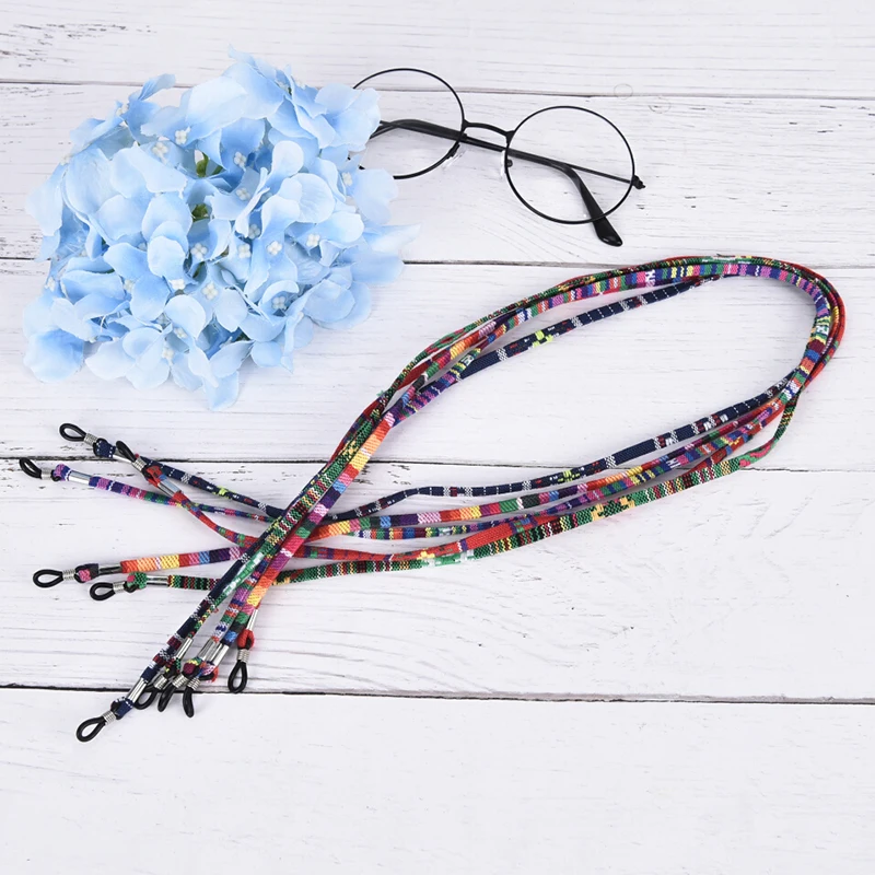 5Pcs Mix Colorful Flat Strap Eyeglasses Rope Anti-Lost Ethnic Style Eyeglasses Strap Eyeglass Cord Holder Retainer Strap