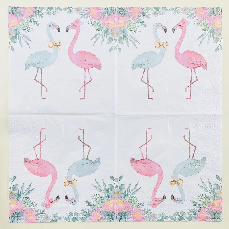 20pcs/Pac 2Ply Flower Flamingo Printed Napkin Hotel Wedding Party Table Setting Paper Lipstick DIY Butterfly Bone Bart Paper