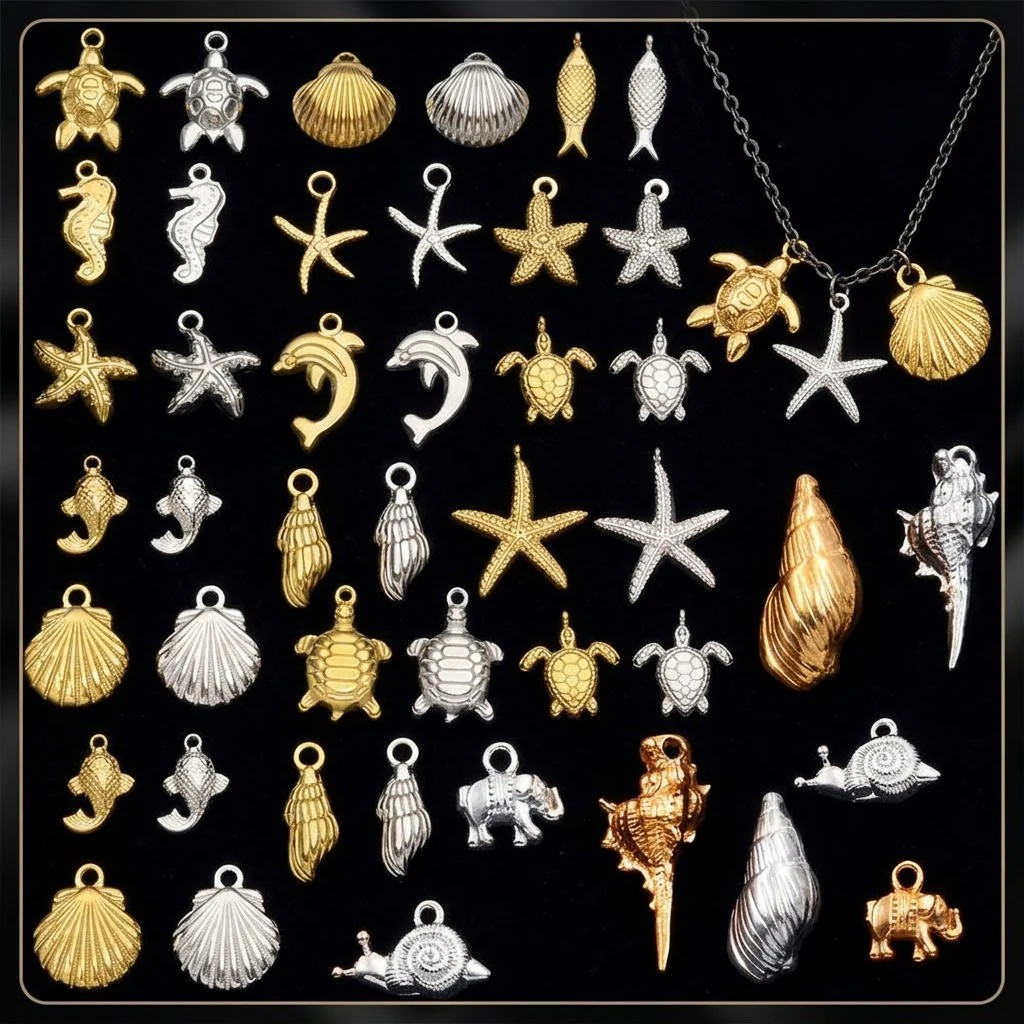5 Stück Edelstahl-Anhänger mit Seestern- und Muschelmotiv für DIY-Ohrringe, Halsketten, Armbänder, Schmuckherstellung, Zubehör – Detail 1