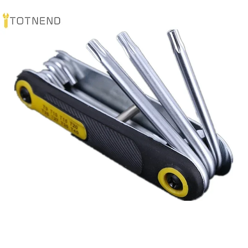 8 em 1 conjunto de chave de fenda dobrável torx chave de fenda mini bits kit hexágono torx chave de fenda phillips parafuso liso driver