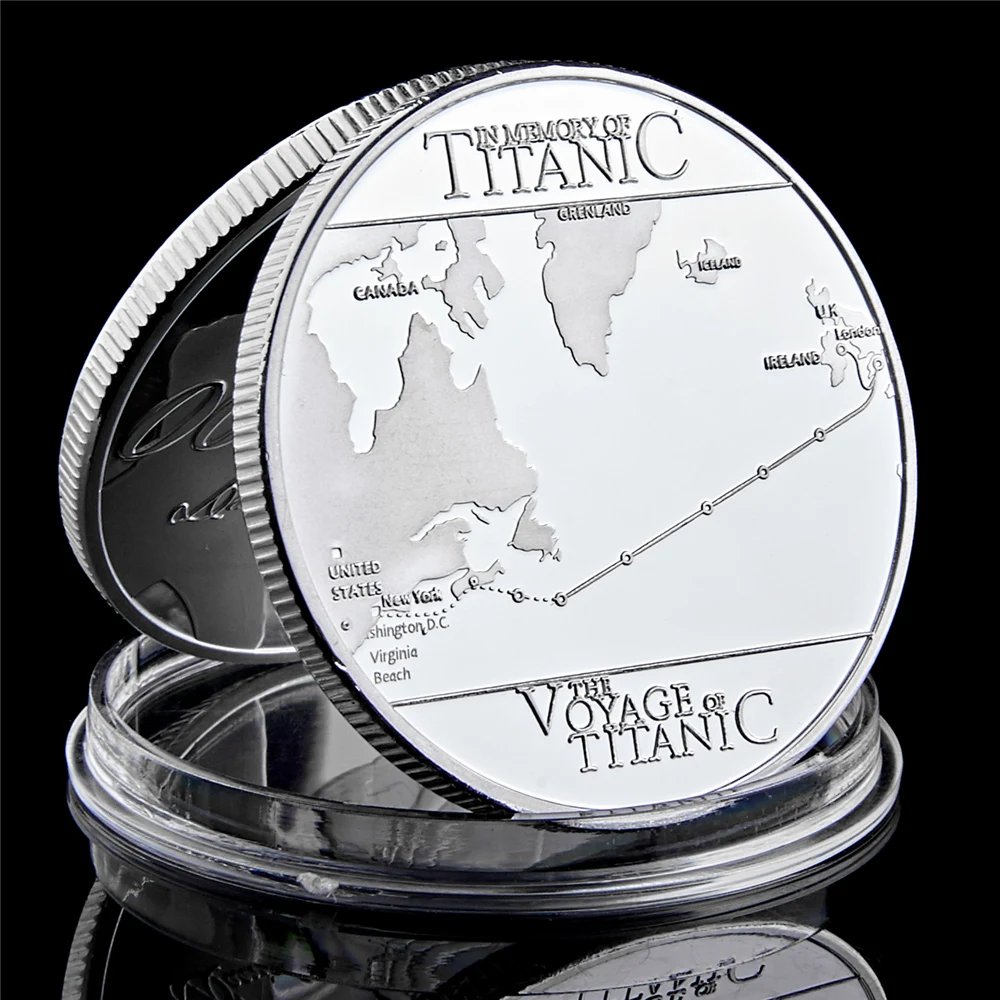 1912 The Voyage Titanic Ship and Travel Map Coin Rms Commemorative Bar/Coin Tragedy Of The Titanic