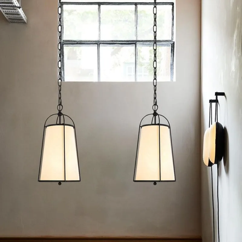 Creative Personality Fabric Pendant Lights with Spotlight Japanese Wabi Sabi Style Restaurant Kitchen Table Retro Hanging Lamps
