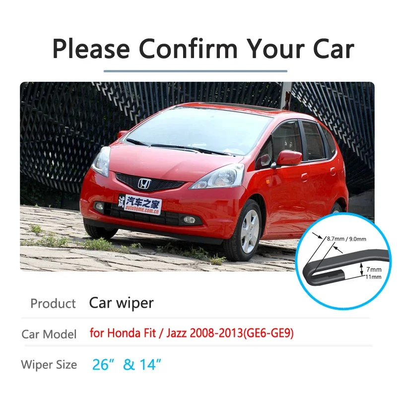For Honda Fit Jazz 2008~2013 Front Brushes Window Windscreen Windshield Washer Accessories GE6 GE7 GE8 GE9 2010 Car Wiper Blades