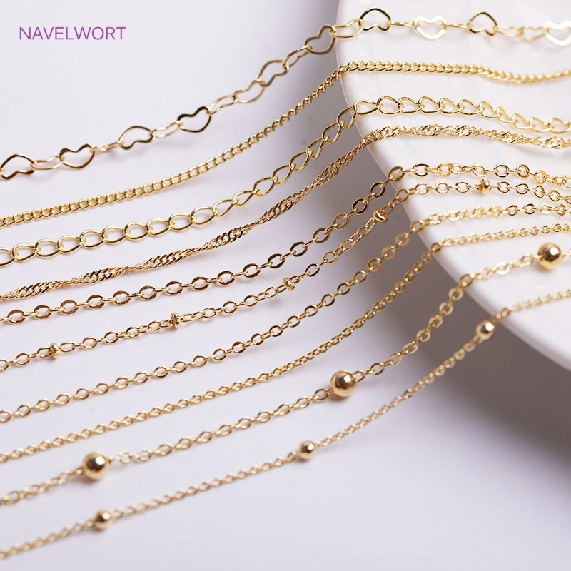 Wholesale Bulk Chain For Jewelry Making DIY Craft, Multi types Real Gold Plating Thin Chains For Making Jewelry