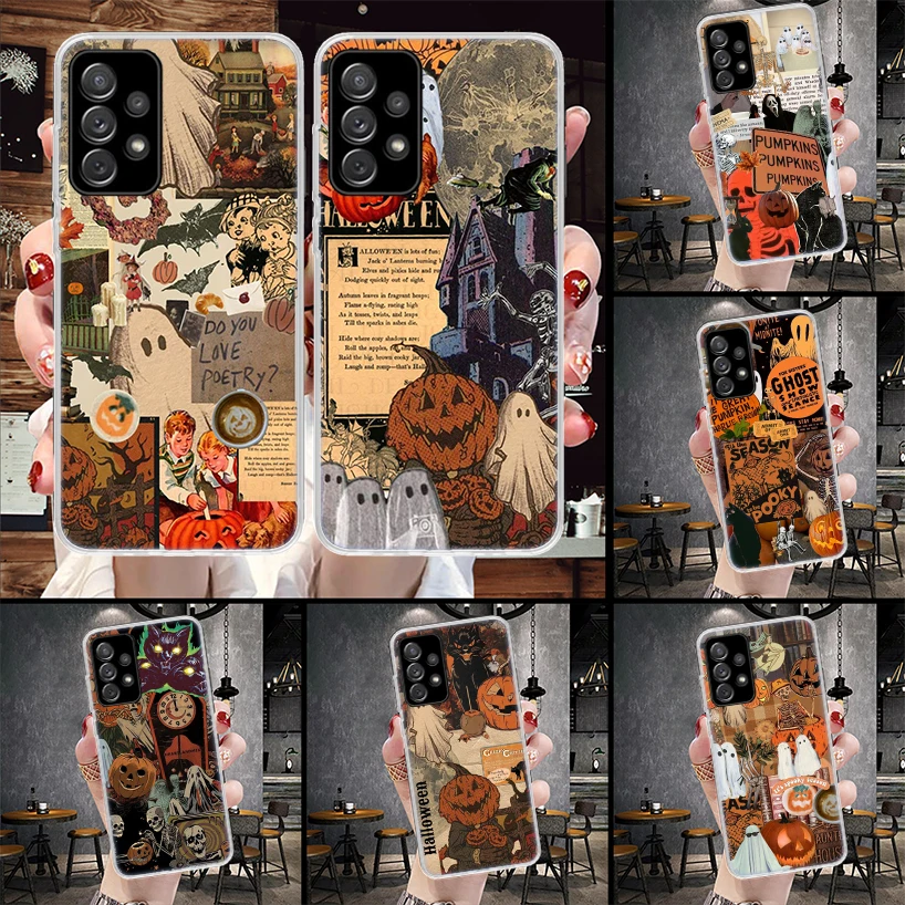 October Fall Halloween Spooky Pumpkin Phone Case For Samsung Galaxy A55 A54 A53 A52 A15 A14 A13 A12 A35 A34 A33 A32 A25 A24 A23 