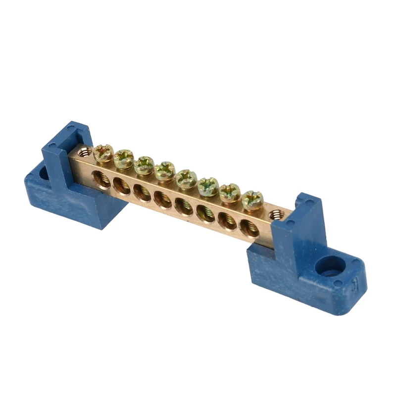 NEW-8 Terminal Bus Bar Terminal Block 10 Pack Brass Wire Screw Terminal For Car Boat Marine Ground Power Distribution