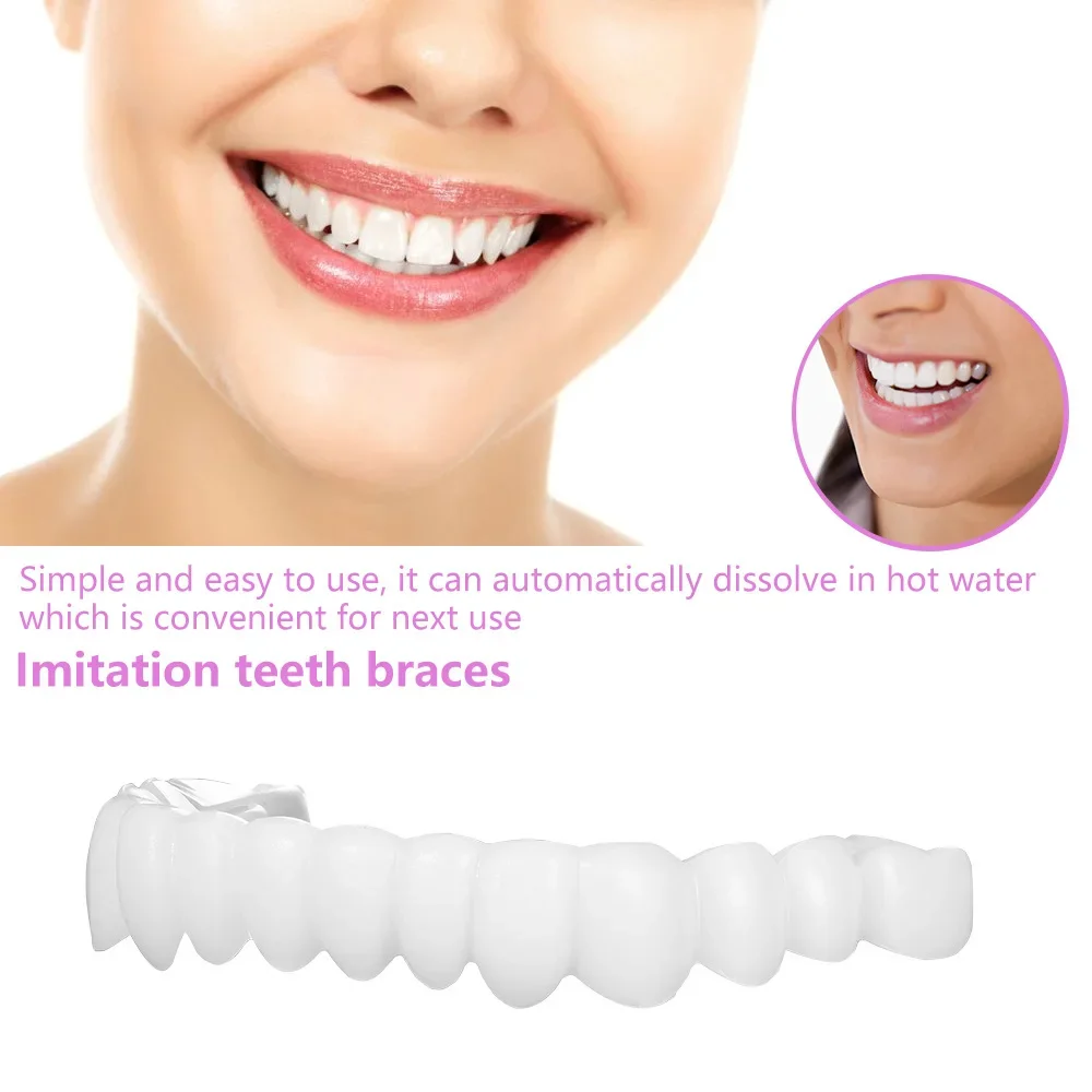 P Upper Lower Fake Teeth Cover Perfect Bright Veneers Comfort Fit Flex Dentures Braces Whitening Toy ck848