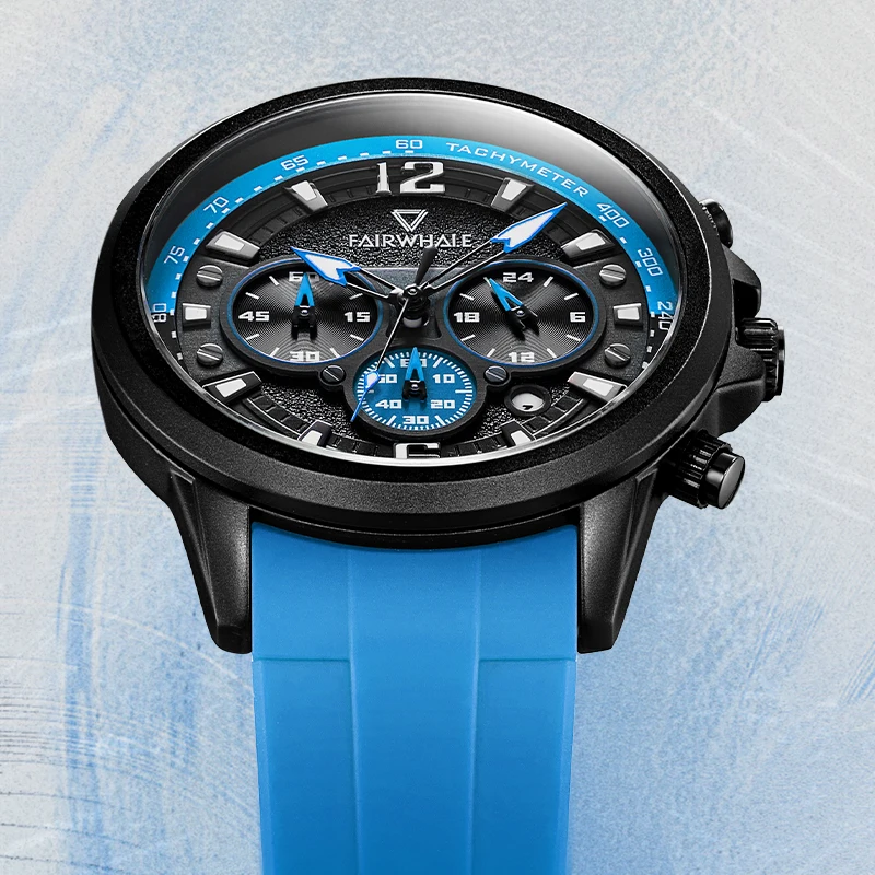 Mark Fairwhale 5530 Men's Watch Waterproof Sports Quartz Cool Street Fashion Night Light Date Display Rap Style Silicone Strap