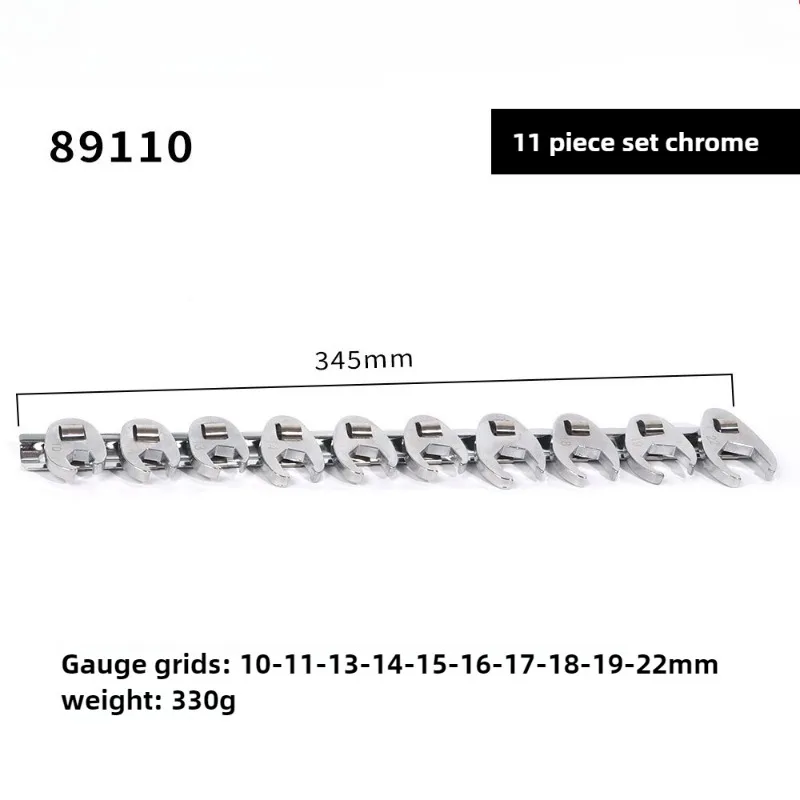 Jeu de clés à pied à corbeaux métriques 10-22mm, en acier chromé, Kit d'outils d'entretien de voiture à entraînement de 3/8 pouces pour la réparation automobile, espaces serrés