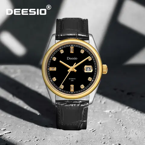 Deesio Luxury Mens Automatic Mechanical Watch Stainless Steel Case Sapphire Glass Luminous Waterproof Casual Wristwatch Gift