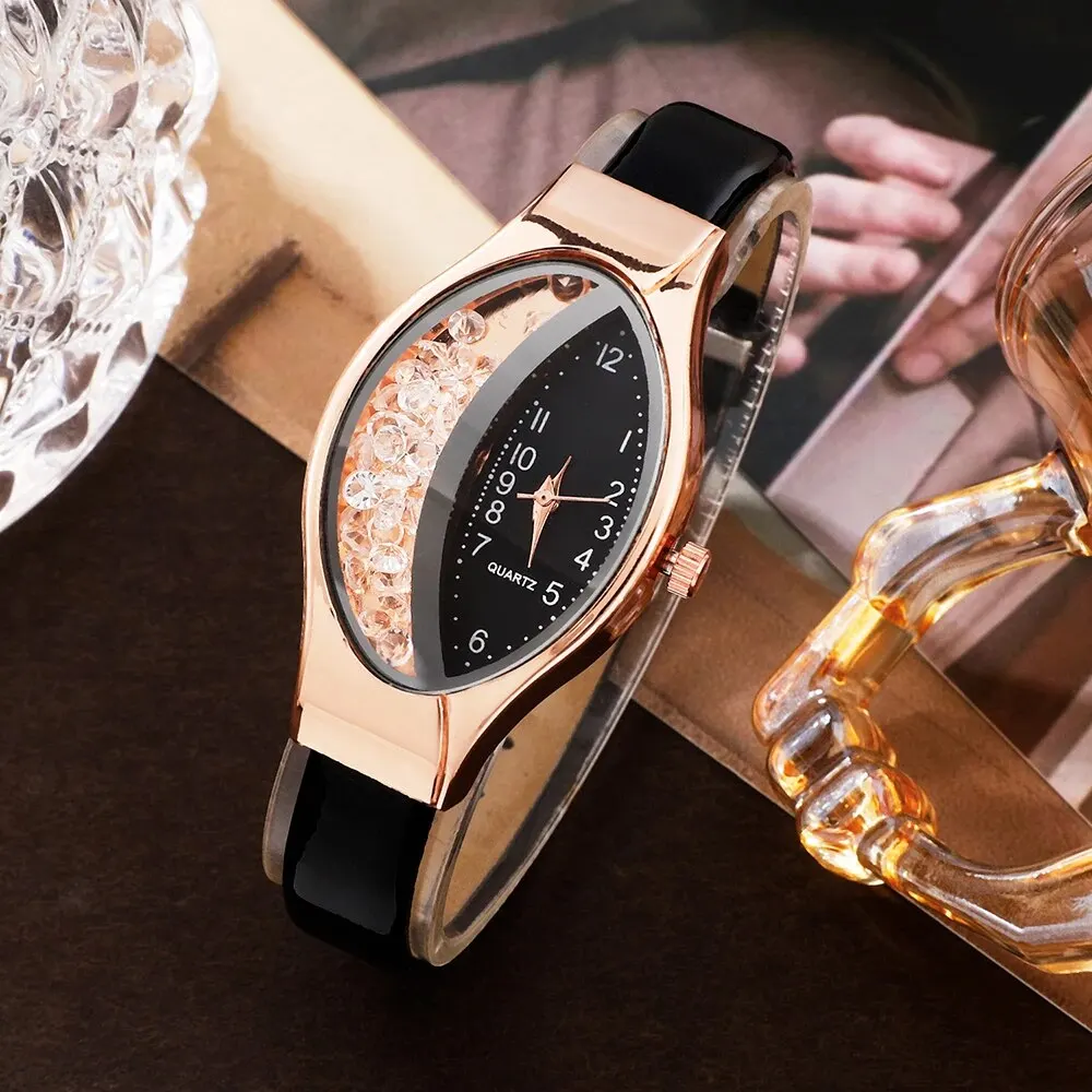 Tonneau Watches Women Leather Band Ladies Watch Simple Casual Womens Analog WristWatch Jewelry Set Gift Montre Femme