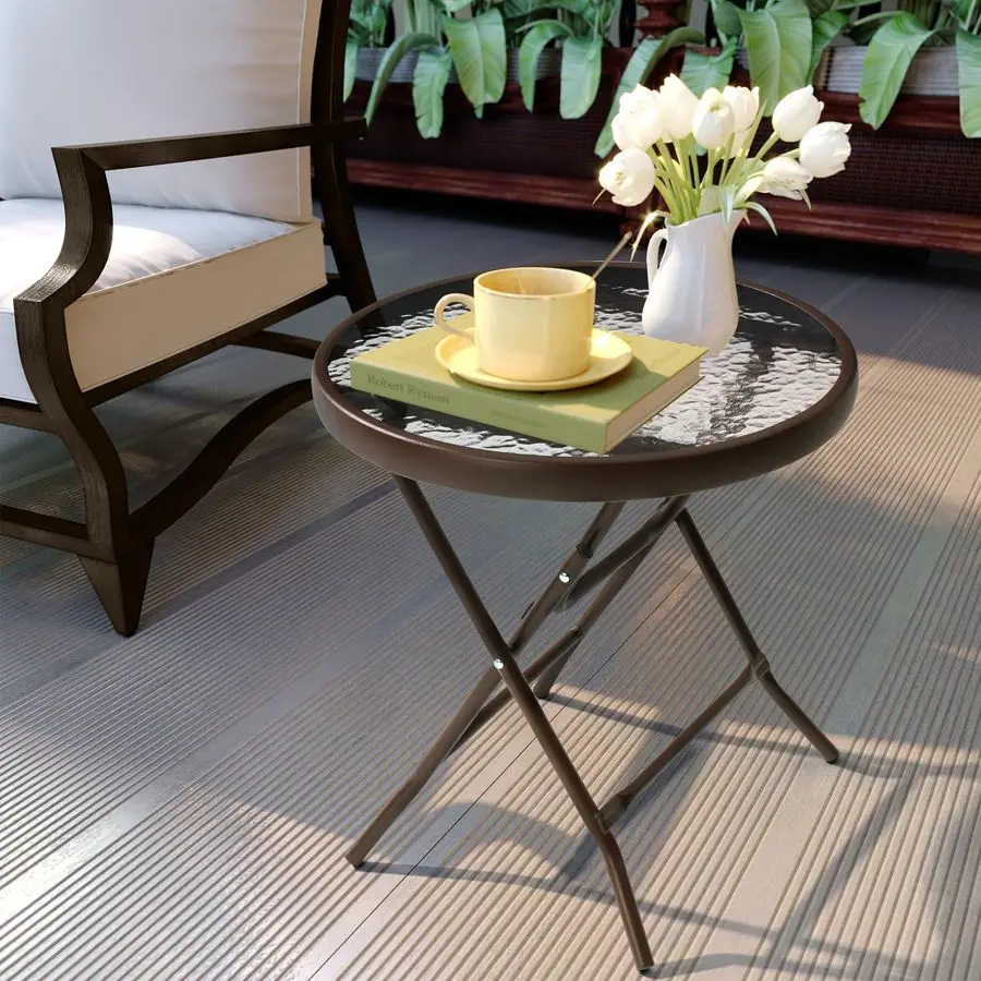 

Приставной столик для патио, всепогодный, коричневый, для бассейна, балкона, террасы, веранды, комплекты мебели для патио и уличная мебель