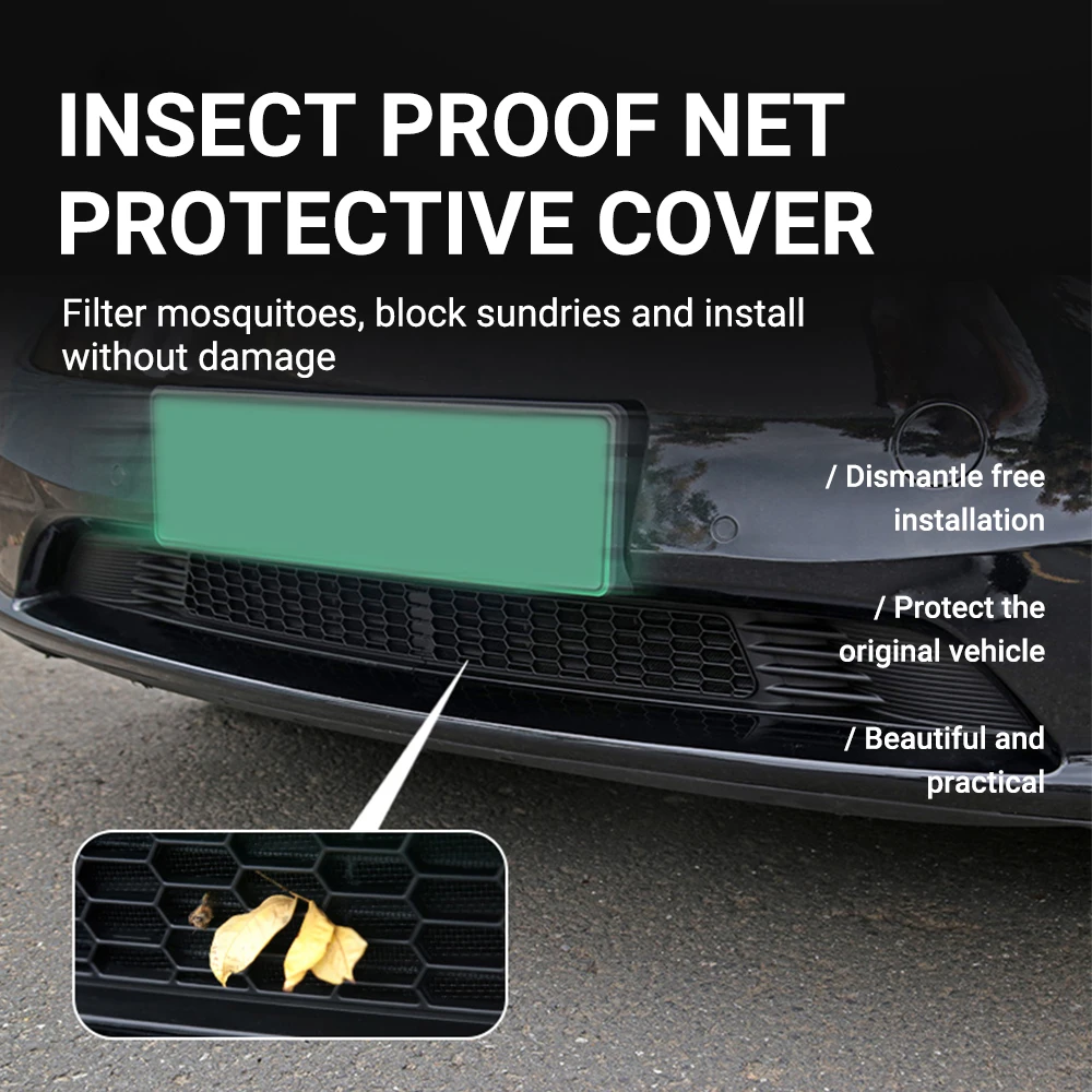 Front Water Strip Air Inlet Protective Cover For Tesla Model Y/3 Car Lower Bumper Anti Insect Net Air-conditioning Intake Cover