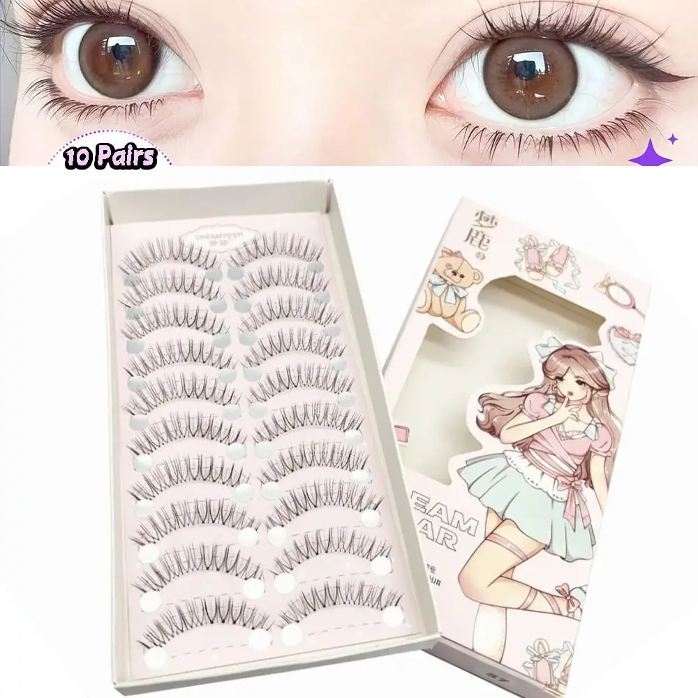 Beleza feminina 3d falso vison cabelo cílios postiços tira completa magro alongamento cílios 10mm cílios falsos diy em casa