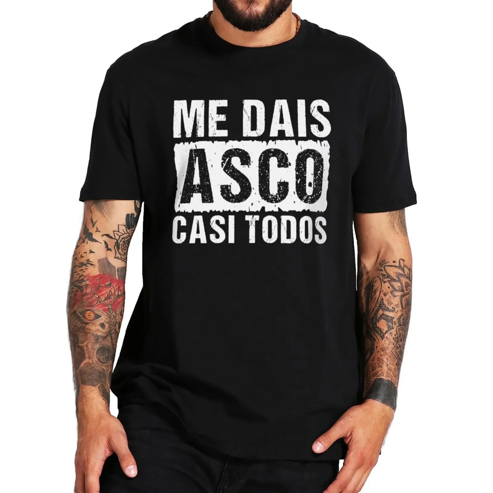 Camiseta casual unissex macia 100% algodão, piadas engraçadas de humor espanhol, tops do tamanho da UE, 100% algodão