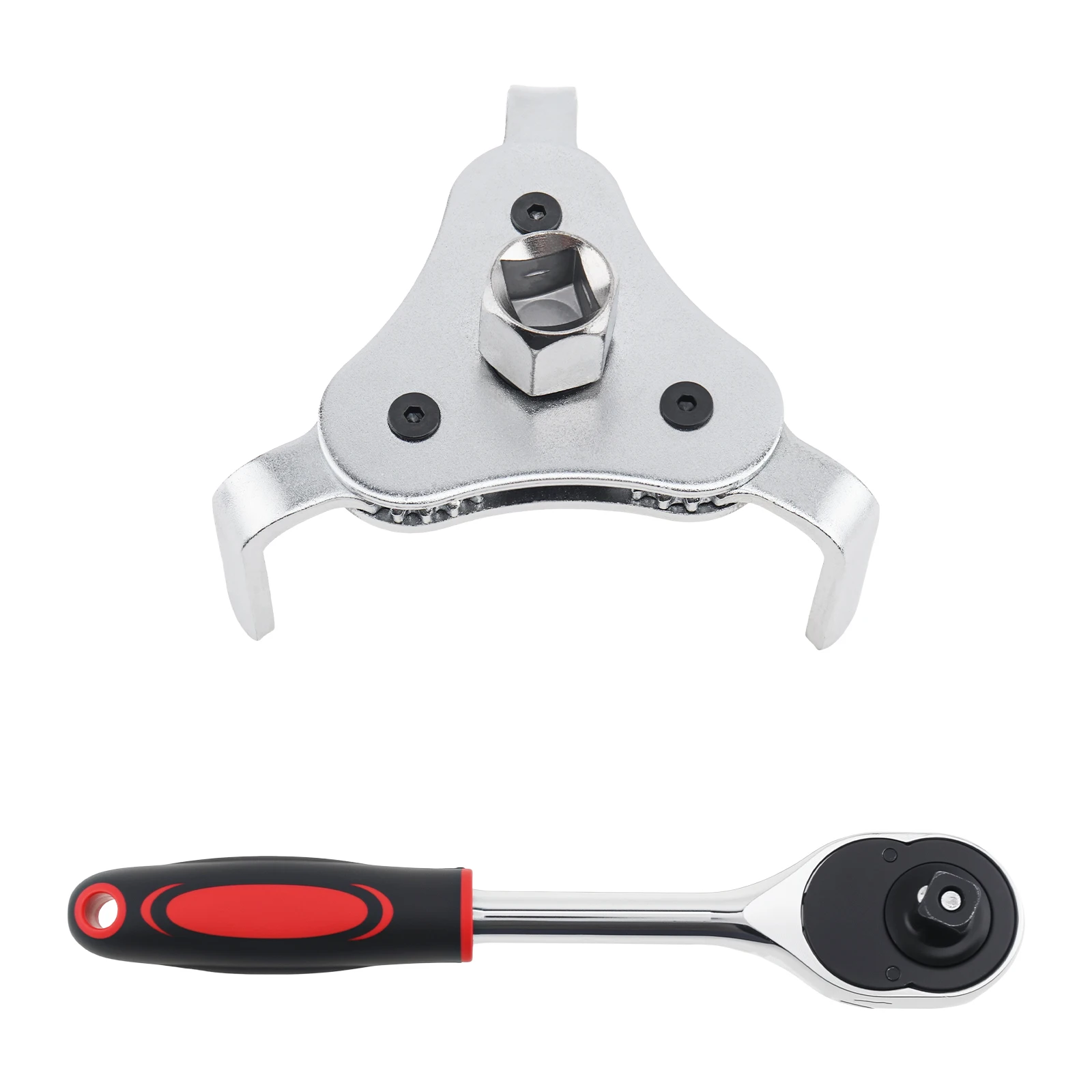 

Universal 60-112mm 3 Jaw Oil Filter Wrench for Motorcycle Car Trucks 1/2 inch Drive Ratchet Adjustable Oil Filter Remover Tools