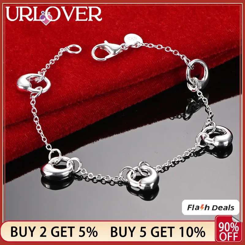 

URLOVER 925 Stamp Silver Color Round Small Water Droplets Pendant Bracelets For Woman Wedding Accessories Party Fashion Jewelry