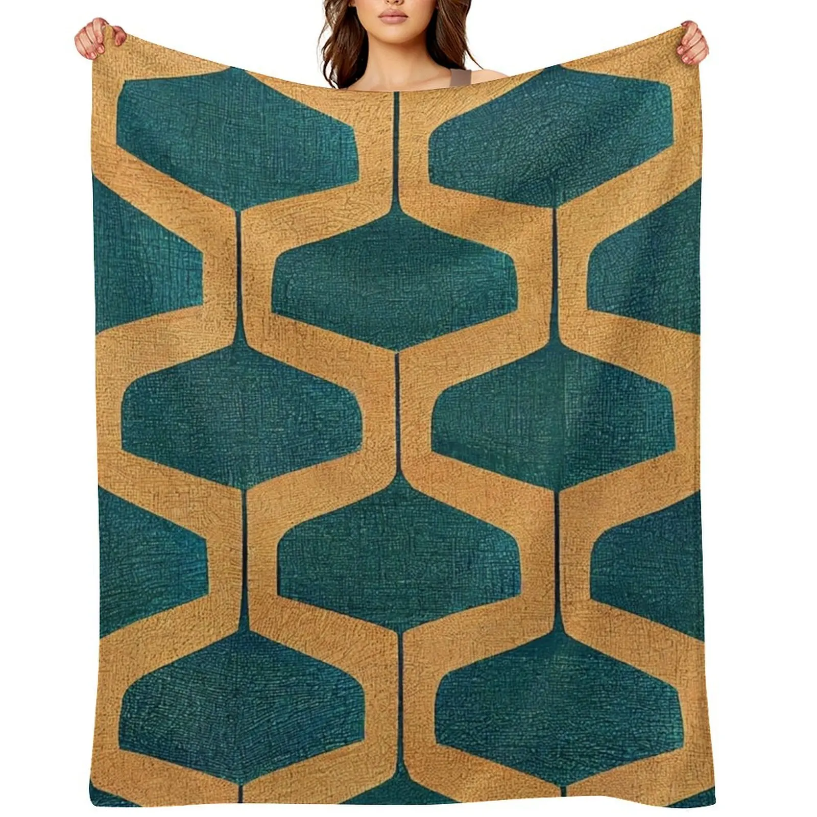 

Mid Century Modern Pattern - Highly Detailed Illustrated Digital Design V1 Throw Blanket Furry Travel Stuffeds Luxury Blankets