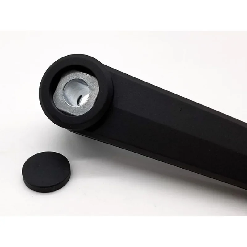 1 قطعة مقبض دوار كرنك يدوي قابل للطي من النايلون الأسود فتحة مستديرة/مربعة مقبض ذراع الروك لآلات الخراطة والطحن