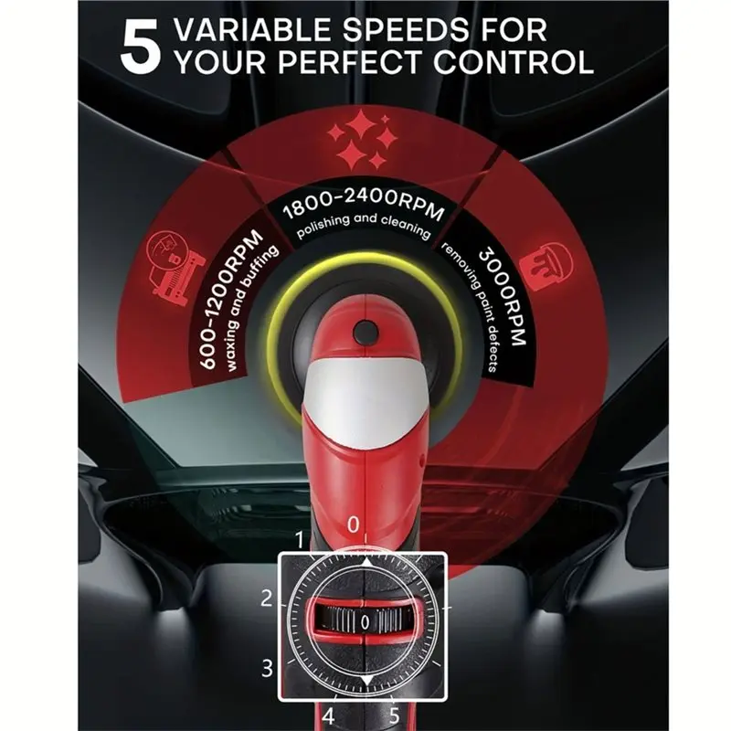 Cordless For Car Buffer Polishing Machine,With 2.0Ah Battery , Variable Speed, For Car Detailing Scratches Repair EU Plug