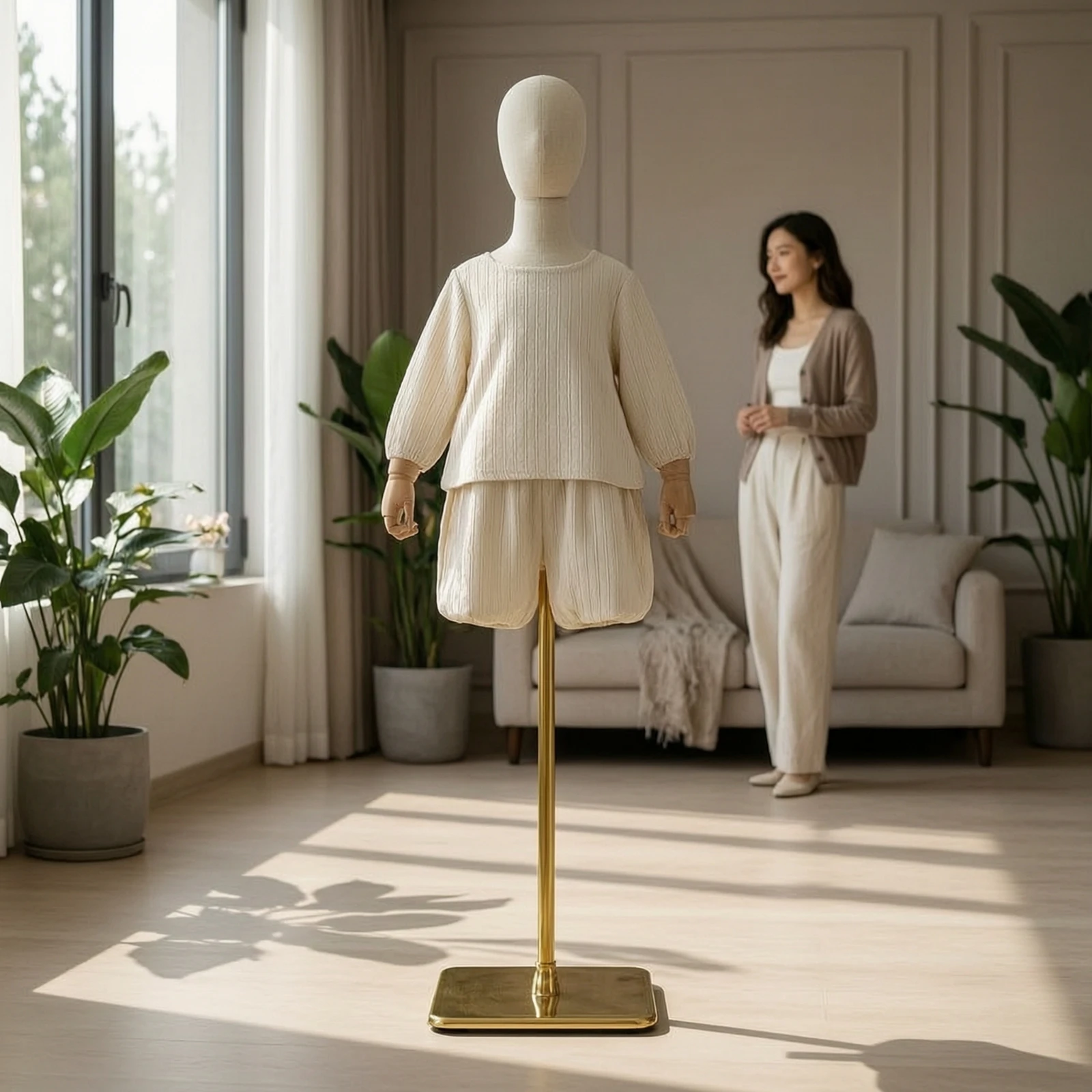 Child Dress Form Stable Child Mannequin Torso Dress Form with Wooden Arms Sturdy Clothing Display Model Poseable for Boutiques