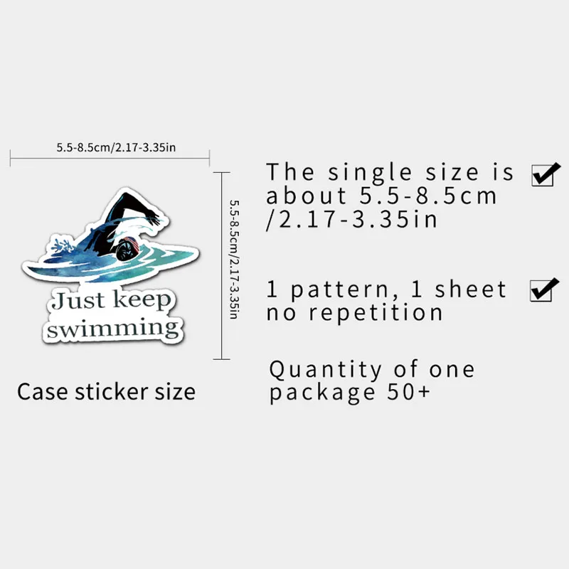 10/30/50pcs Swimming Cartoon Graffiti Stickers Waterproof DIY Decals for Phone Laptop Ipad Notebook Luggage Thermos Decor