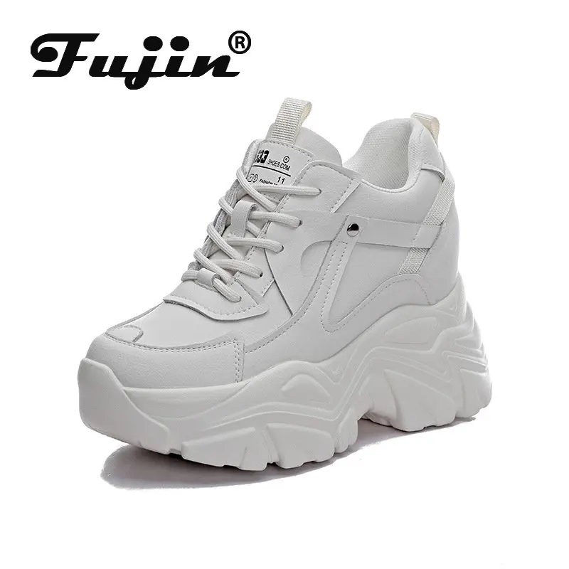 

Fujin 9cm Genuine Leather Casual Comfy Breathable Spring Summer Platform Wedge High Brand Chunky Sneaker Ladies Fashion Shoes