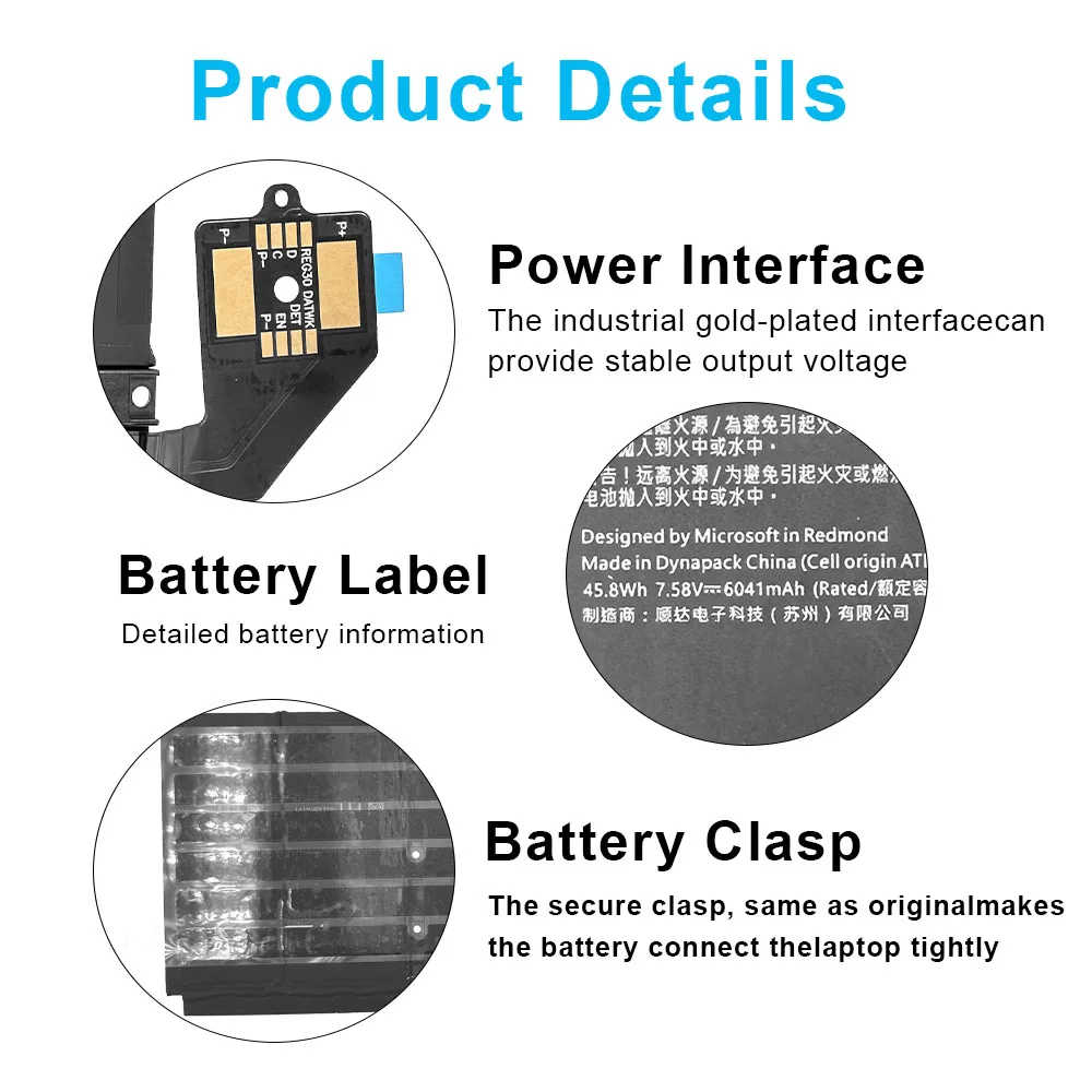 New DYNT02 G3HTA052H Tablet Battery For Microsoft Surface Laptop 3 Gen 13.5