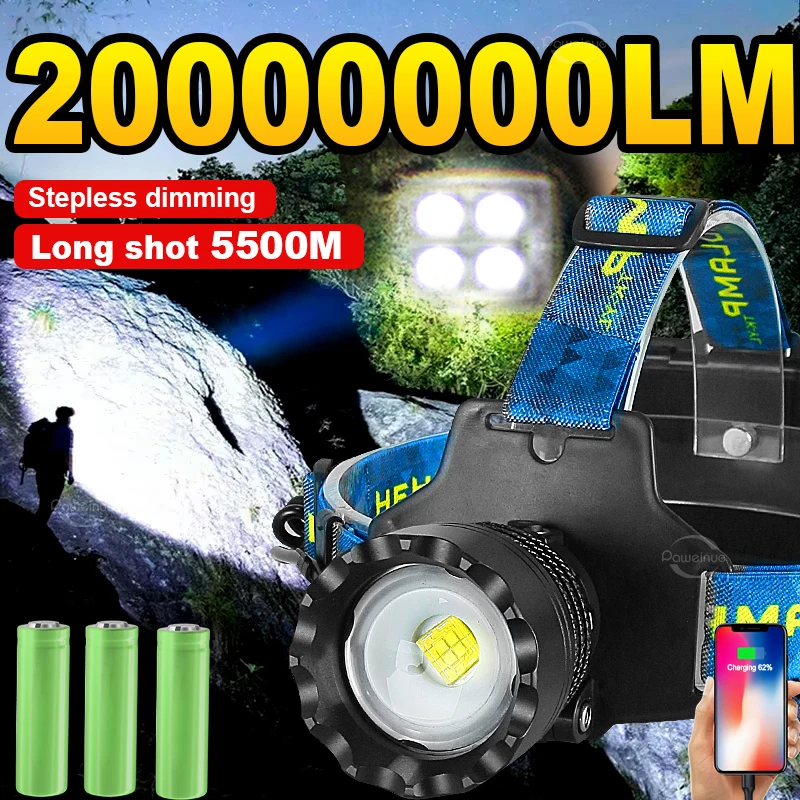2026年改良型ヘッドランプ-4コア-超長距離強力ledハイパワーズームヘッドライト-強光ヘッドランプ-釣り・ハイキング用ランプ