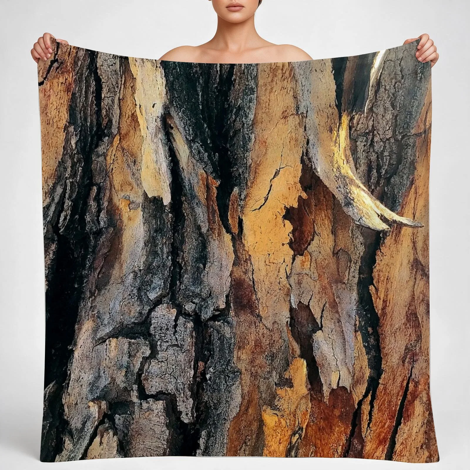 Ruggedly Handsome Exotic Tree Bark Art Photo Throw Blanket couch cozy soft plush fuzzy picnic outdoor blanket