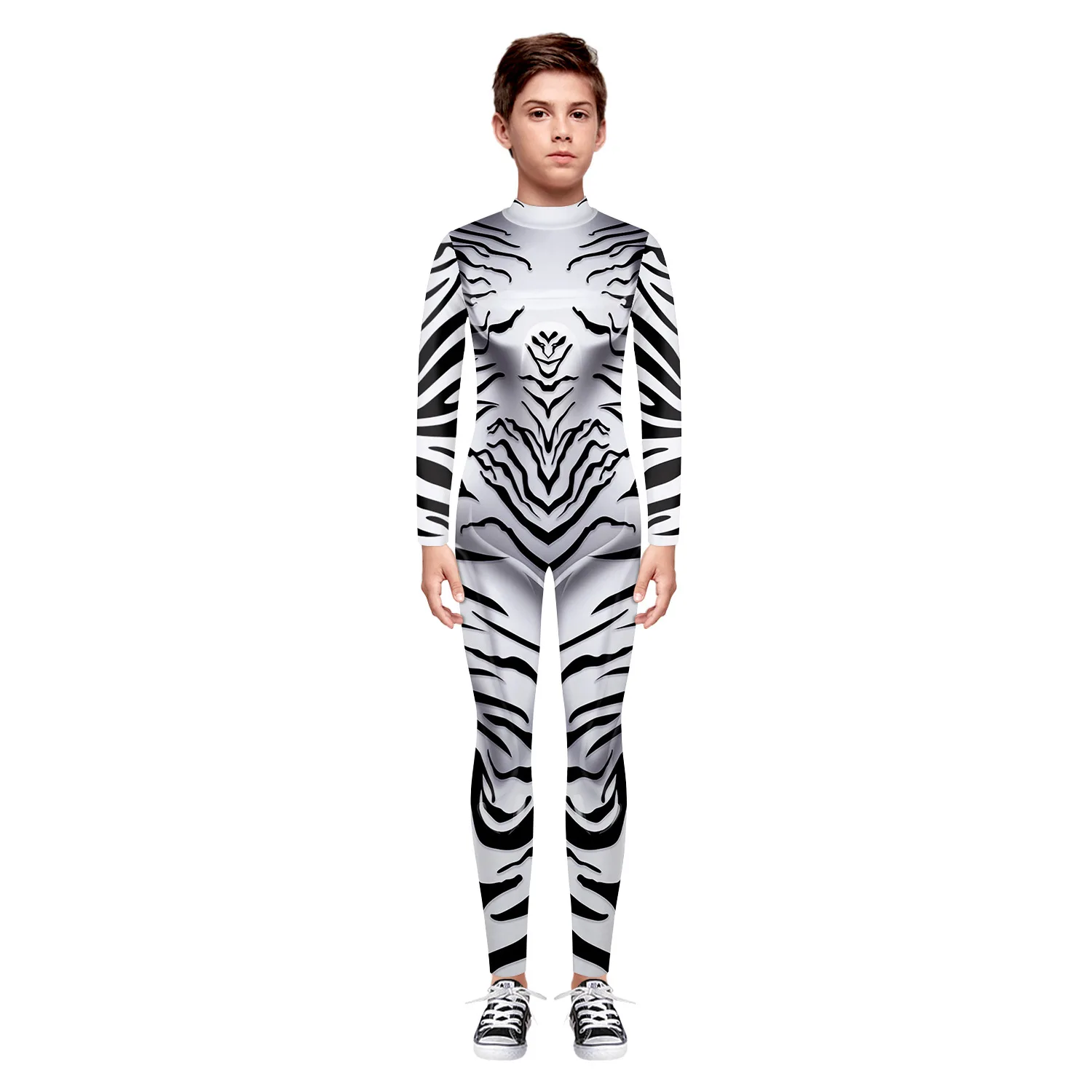 

Boys Girls 3D Digital Animal Zebra Stripe Printing Bodysuit Children Punk Robot Jumpsuit Kids Halloween Cosplay Costumes Outfit