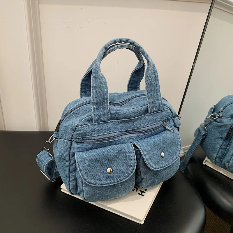 

Women's Messenger Bag Vintage Handbag Canvas Teenager Shoulder Tote Bags Casual Denim Handbag Crossbody Tote Large Capacity Bag