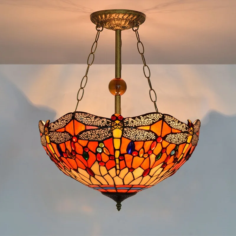 Ceiling Light Fixture Wisteria Stained Glass Semi Flush Mount Lamp