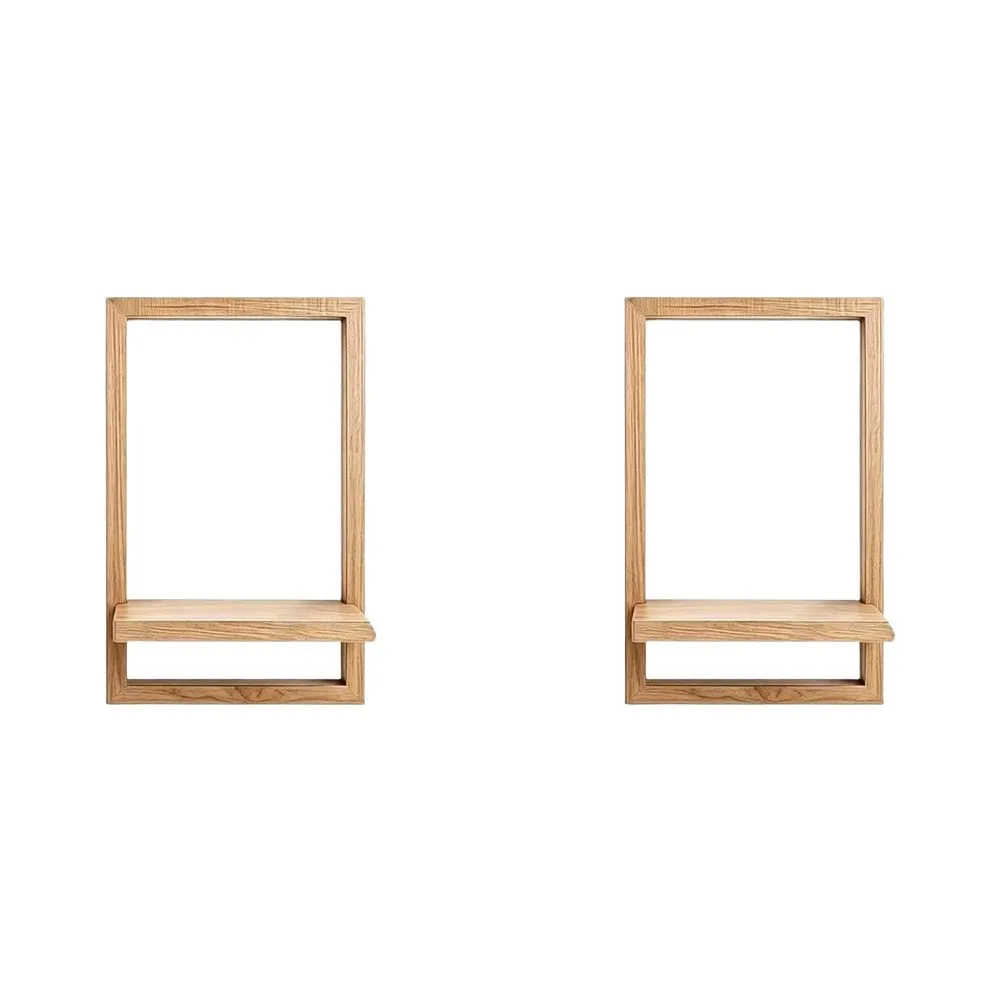 2 Pack Solid Pine Floating Shelves 19.5 x 30 cm for Indoor Plants Wall Decor Stylish Space Saving Solution for Small Rooms