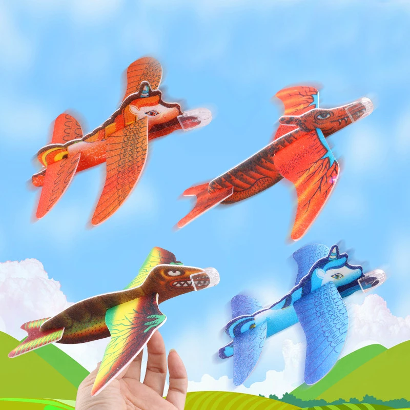 

Creative Hand Throwing Dinosaur Unicorn Airplane Funny Kids Airplane Model Assembly Magic Foam Gyration Paper Airplane Toy