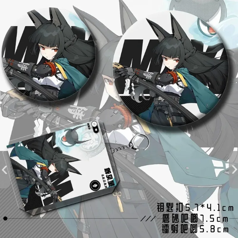 6Pcs/Set Hoshimi Miyabi Laser Card Badge Keychain Postcard Surrounding The Zero Zone of The Game Fans Collectibles Gifts