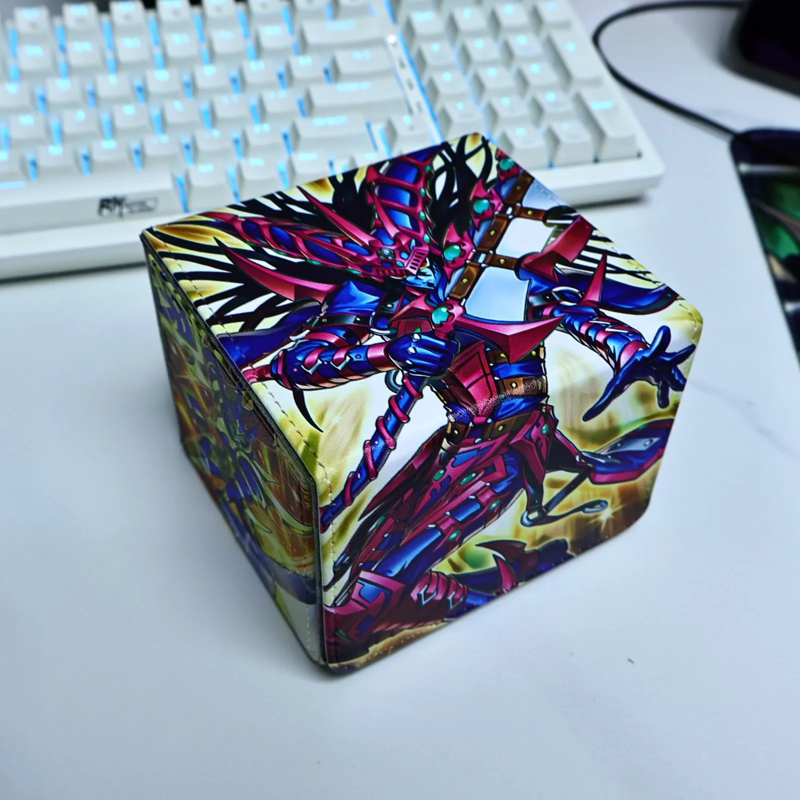 Yu-Gi-Oh! Ritual of Light and Darkness Game Card Box Dark Magician of Chaos Magnetic Leather Collectible Card Storage Box Toy