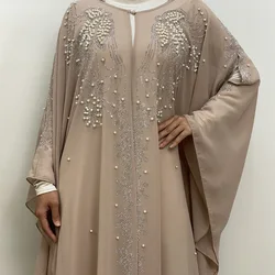 Luksusowy diamentowy muzułmański sweter otwierana Abaya damski rękaw w kształcie skrzydła nietoperza Maxi sukienki indyk Arab szlafrok Kimono Kaftan marocco Eid Party Abayas