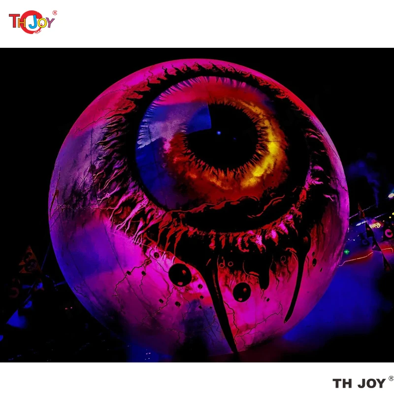 Ballon oculaire gonflable géant suspendu, éclairage de décoration d'halloween, grand œil, pour la décoration, publicité, globe oculaire Dallas la nuit
