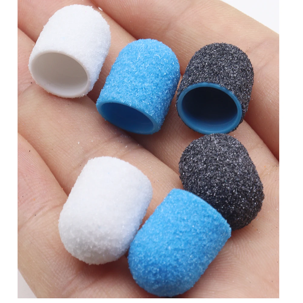 10 Pcs 10mm Nail Sanding Caps with Bit Nail Drill Bits For Foot Callus Remover, Manicure Pedicure Nail Polisher #80 #120 #180