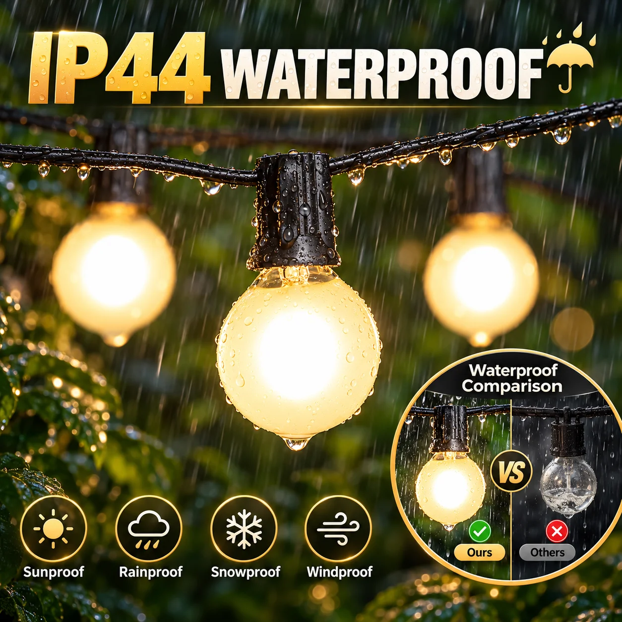 Waterproof G40 Glass Indoor Outdoor String Lights LED Garden Light Frosted White Connectable Retro Festoon Wedding Decoration