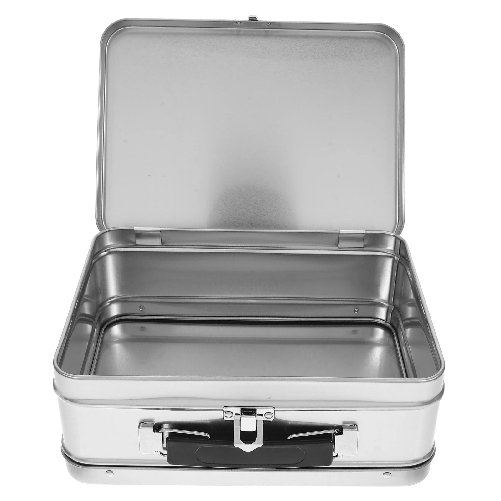 

Silver 20.5x15x7.5cm Tinplate Lunch Box Cookie Storage ganizer Gifts Birthday Party Retro Metal Snack Container DIY Boxes