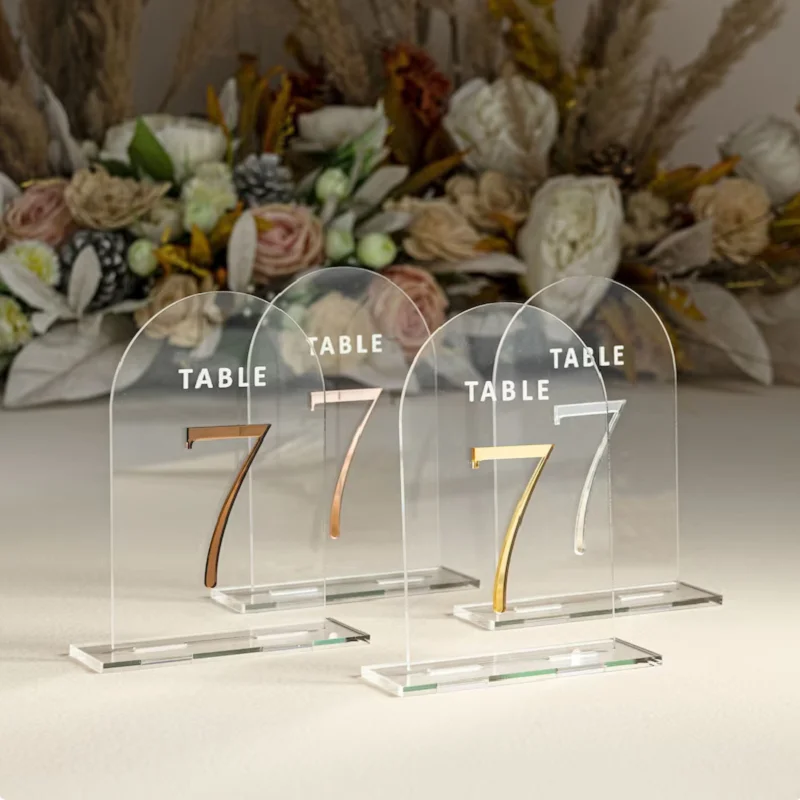 Clear and Mirror Gold Acrylic Signs Gold Wedding Table Signs Wedding Table Decor Gold signage Mirror signs Rose gold numbers