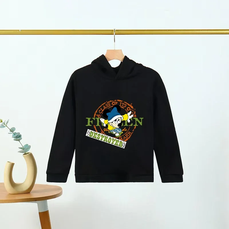 ديزني ميكي ماوس المرأة طويلة الأكمام البلوز 2026 الخريف موضة ديزني ميكي ماوس المطرزة الجولة الرقبة هوديي